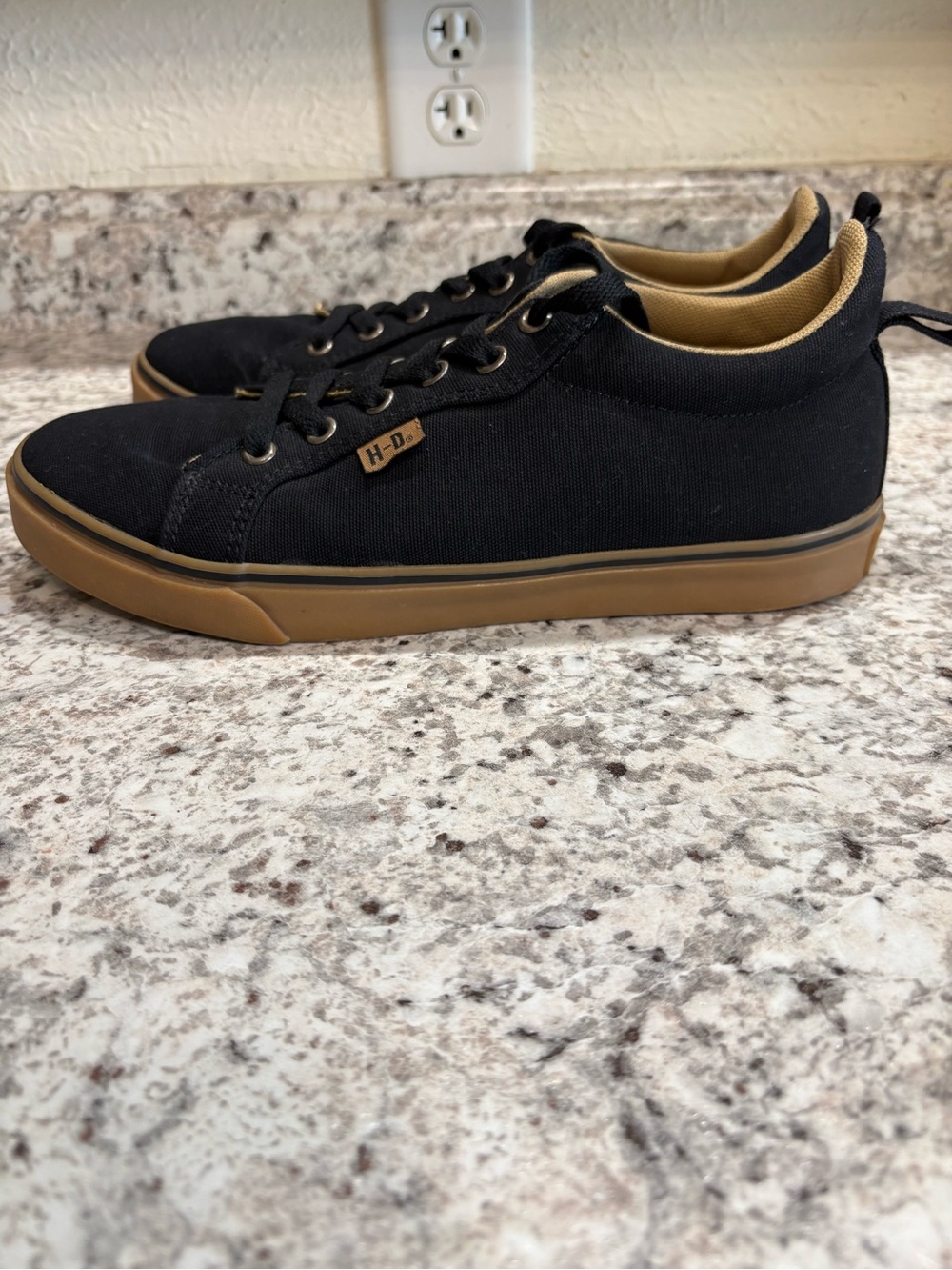 Women’s Harley Davidson Black Canvas Low-Top Sneakers with Gum Sole